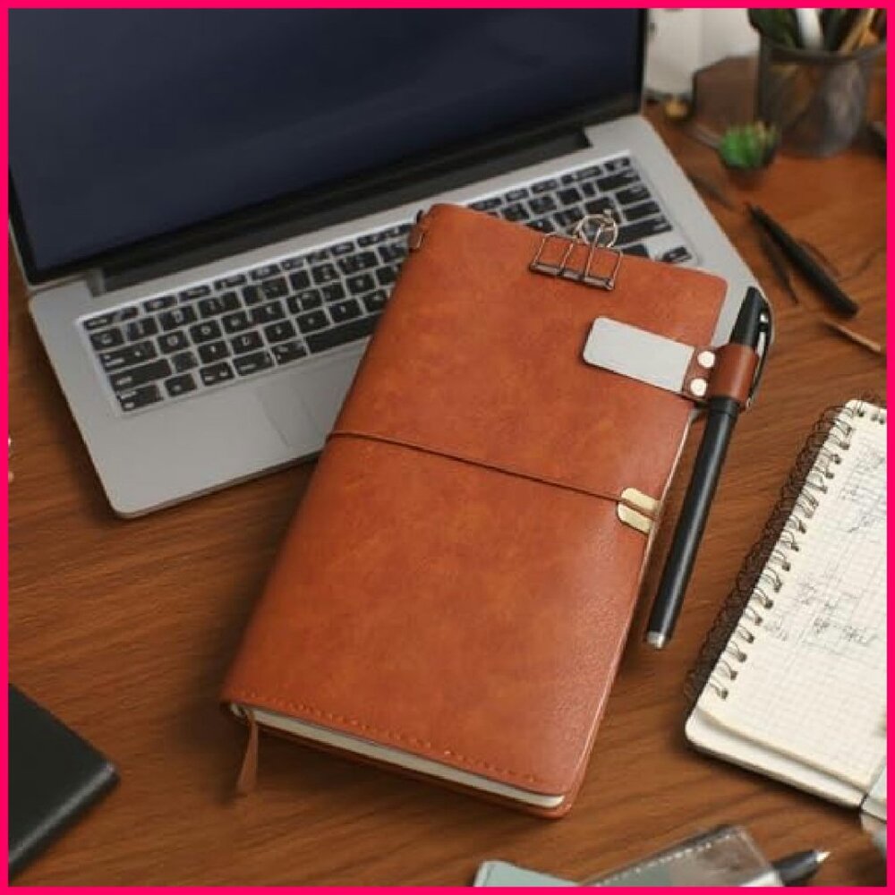 Refillable Travel Journal PU Leather Notebook Planner Organizer Minimal Chic - Picture 6 of 8